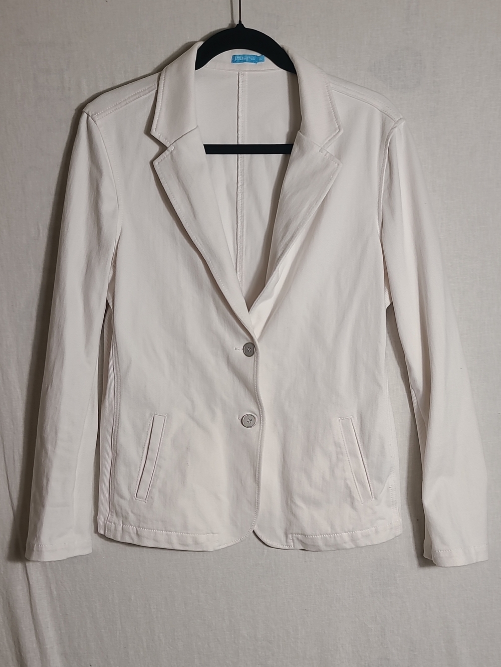J. McLaughlin White Tailored Two-Button Blazer Knit Sides Size XL